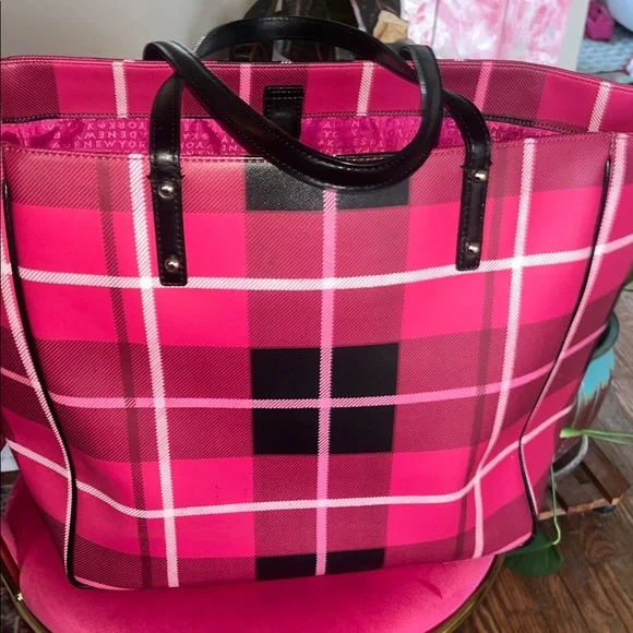 Kate Spade Pink and Black Checkered Tote - Picture 6 of 7